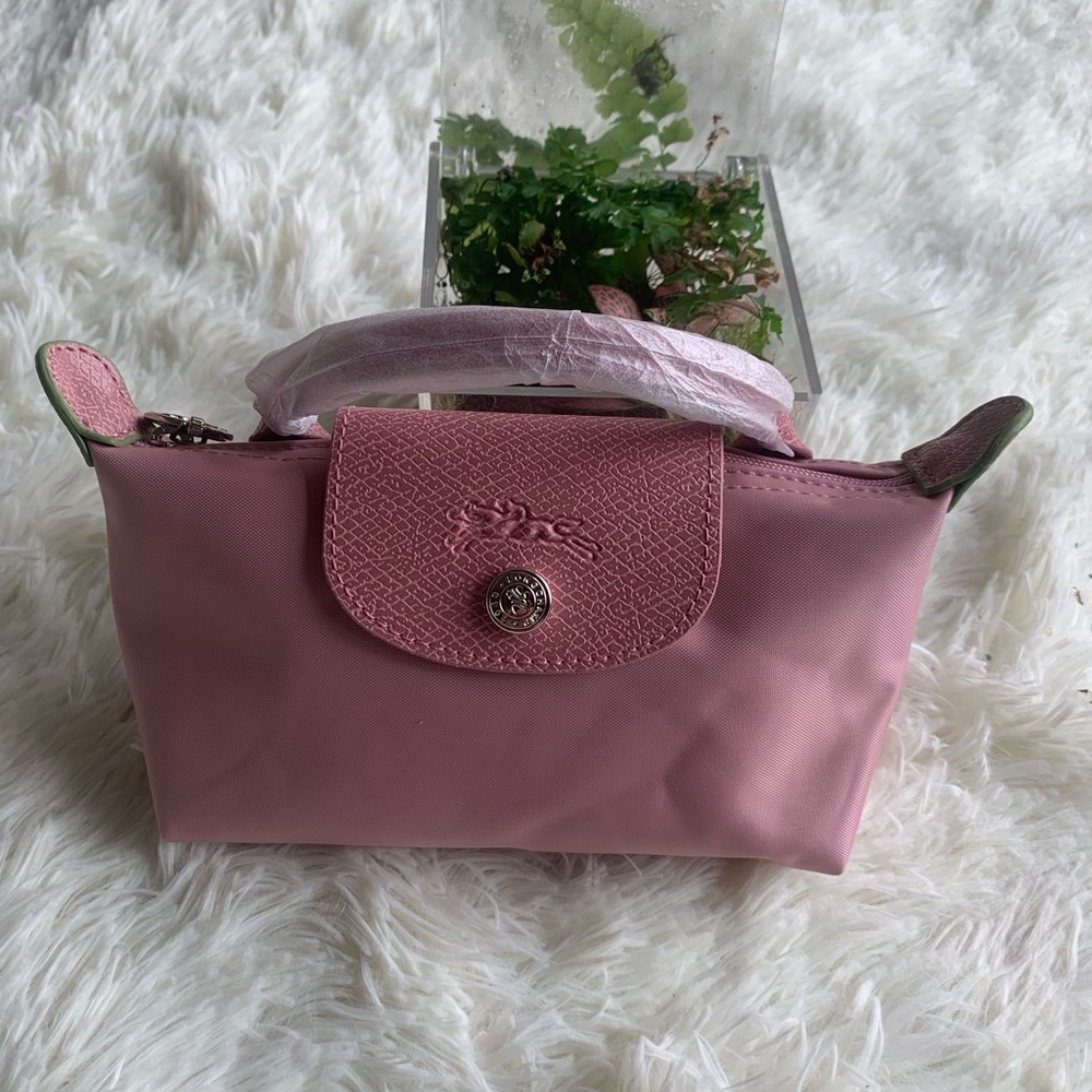 Longchamp Small Pink Top-Handle Cosmetic Pouch